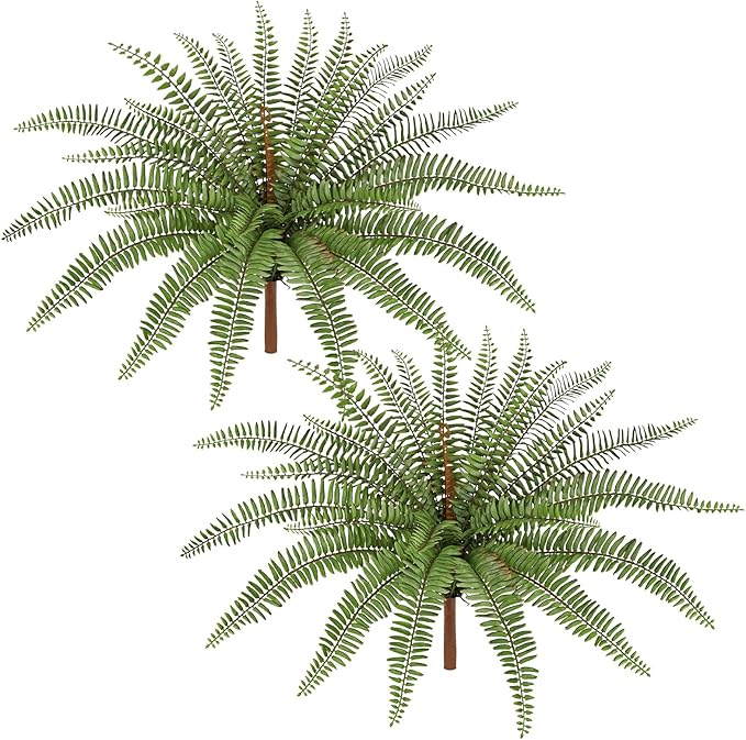 Briful 2Pack Artificial Boston Fern Plant 25.9in Lifelike Faux Ferns Bush Fake Hanging Greenery for Home Office Indoor Outdoor Garden Planter Decor