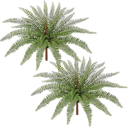 Briful 2Pack Artificial Boston Fern Plant 25.9in Lifelike Faux Ferns Bush Fake Hanging Greenery for Home Office Indoor Outdoor Garden Planter Decor