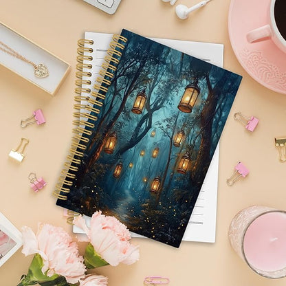 XPH Vintage Enchanted Forest Spiral Notebook, Dark Academia Journaling Notebooks for Women, Mystical Fantasy Forest Aesthetic Hardcover Journals for Writing 160 Pages 5.5 x 8.3 Inch, Mystical Gifts