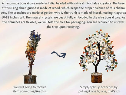 Multi Gemstone Natural Healing Premium Crystal Bonsai Feng Shui Fortune Money Tree of Life for Home Office Decor (Gift Box Ready,10-12 Inch)