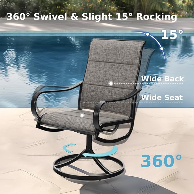 MFSTUDIO Outdoor Dining Set for 6, Expandable Patio Table and Chairs Set, 7 Piece Patio Furniture Set for Deck/Backyard/Poolside/Garden