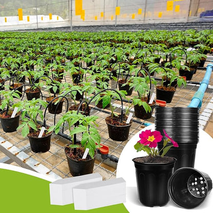 50 Pcs 1 Gallon Plastic Plants Nursery Pot with Plant Labels Seed Starting Pots Plastic Pots with Drainage Hole for Seedlings, Cuttings, Transplanting (50, 1 Gallon)