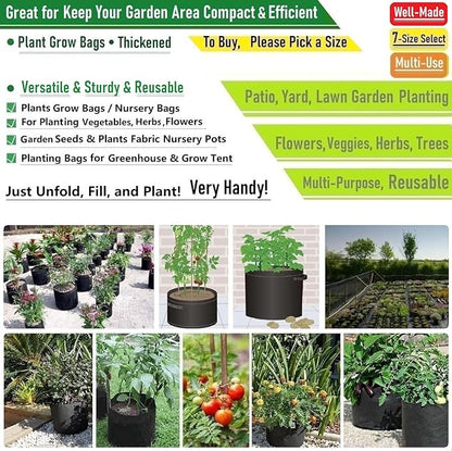 5-Pack 1 Gallon Thickened Plant Grow Bags (7x6 inch) Nursery Bags Fabric Plant Pots for Flower Pot,Herbs Veggies Planter Bag,Garden Pots,Barrel Planter,Garden Bag,Plant Container with Gardening Gloves