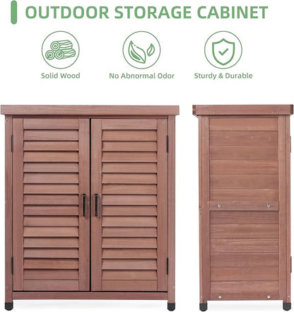 Potting Bench with Storage Cabinet and Metal Table Top for Outdoor Patio, Garden Furniture Wood Workstation