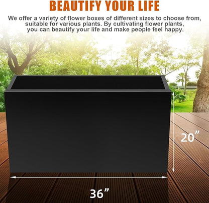 Metal Planter Box 36"x12"x20", Rectangular Steel Planter Box Frost Proof Rust Resistant Indoor&Outdoor, Heavy Duty Steel Planter for Commercial and Residential Use