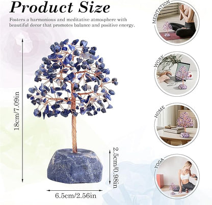 SITUMEIZI Blue Sodalite Healing Crystal Tree 7.09IN Healing Stones Natural Crystals Base Copper Wire Tree Life Reiki Blue Gifts for Women Room Office Desk Decor Spiritual Meditation Energy