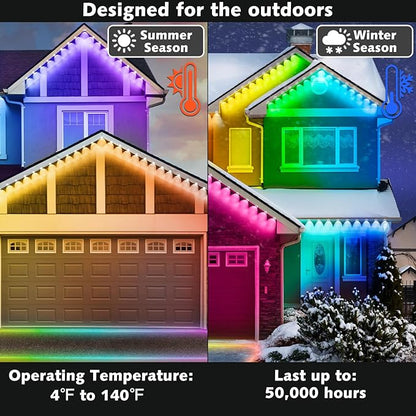 SINLEY 400FT Permanent Outdoor RGB Lights,Waterproof Smart LED Eaves Lights with App/Remote Control,for Christmas and All Holiday Decor,Daily and Accent Lighting,House Roof and Garden Lighting