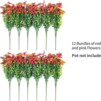 Artificial Fake Mums Fall Flowers for Outdoors Decoration,12 Bundles Faux Silk Daisy Flowers for Outdoor Planter UV Resistant Look Real for Home Front Door Porch Patio Outside Yard(Orange Brown)