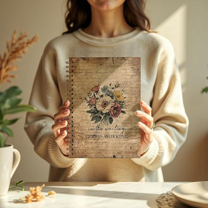 Vintage Floral Spiral Notebook, Flower Notebook Journal for Women, Retro Floral Plant Journal Diary for School Work, Cute Aesthetic School Supplies for Teens Girls Women, 5.5x8.3 Inch