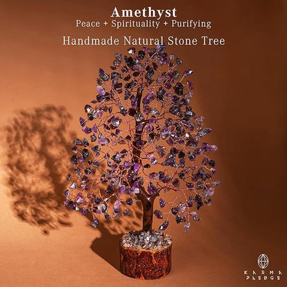 Crystal Tree of Life Amethyst Healing Crystal Trees for Home & Office Decoration, Handmade Crystal Money Bonsai Trees for Positive Energy, Good Luck, Christmas Decor, Birthday Gifts for Women, Mom