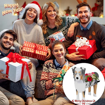 Australian Shepherd Dog Planter,Cute Dog Flower Pot,Gifts for Pet Lovers,Unique Animal Plant Pots,Office,Indoor Outdoor Garden Decor(9.45 * 5.41 * 13.39in)