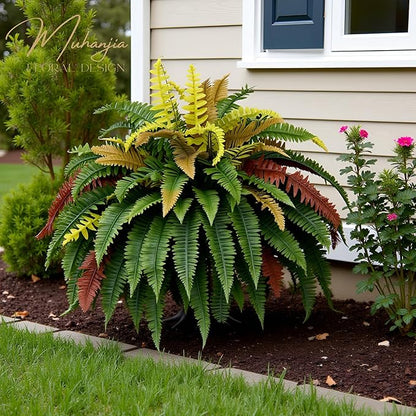 50” Silky Artificial Boston Fern, 128 Fronds Large Hanging Plants for Outside Planter,Bush Floor Plants Large for Home Decor Porch Patio Garden Indoor Outdoor (128Fronds1Pcs)