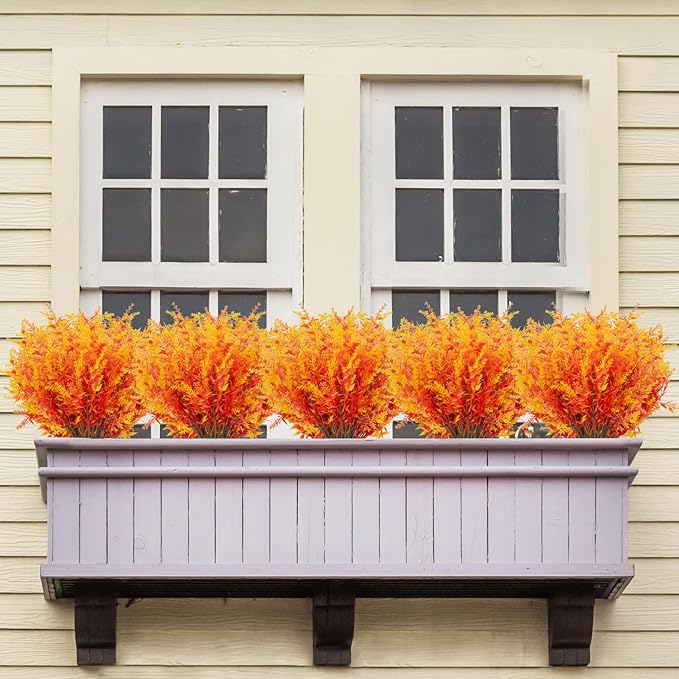20 Bundles Artificial Fall Lavender No Fade Faux Autumn Plants Fake Flowers No Fade Faux Plastic Plants Thanksgiving Season Harvest Decoration (Golden)
