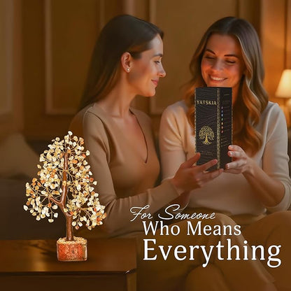 YATSKIA Citrine Healing Crystal - Gemstone Tree, Bonsai Trees, Fake Bonsai, Feng Shui Tree, Crystal Gifts for Women, Arbol De La Abundancia, Crytals and Gemstones, Good Luck Home Decor