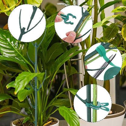 16Pcs Stackable Plant Support Stakes, Plant Stakes for Indoor and Outdoor, Plants Sticks for Vine Training Stem Stabilization, Plants Clips, Stem Holder Structures Frame for Potted Monstera Climbing