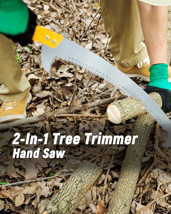 11FT Pole Saw with Adjustable Length for Tree Trimming, Lightweight Manual Pruning Saw with Mn Steel Blade, Long Extension Branch Cutter Pole Pruner for Yard, Garden, Patio and Forestry Use