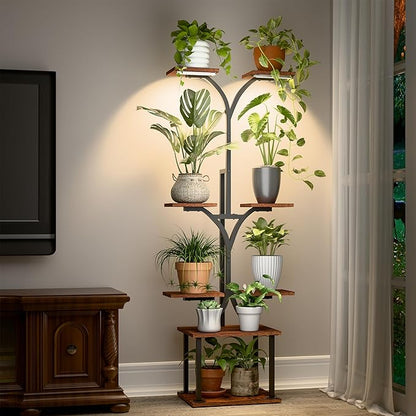 Plant Stand Indoor with Grow Lights, 8 Tiered Metal Plant Shelf, 58" Tall Plant Stand for Indoor Plants Multiple, Large Plant Rack Display Shelves, Corner Plant Holder for Living Room, Patio, Balcony