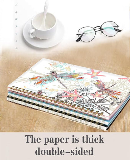 Spiral Journal Notebook,A5 Hardcover Lined Journals for Women Girl 6 x 8.3 in,120 Pages Thick Paper,Cute College Ruled Writing Notebook for Gifts Office Work School(Cute Dragonfly)