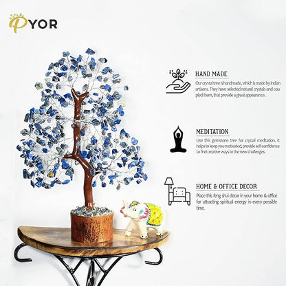 PYOR Lapis Lazuli, Crystal Tree, Stones and Crystals, Reiki Gifts, Positive Energy Crystals, Blue Office Decor, House Warming Gifts, Lapis Lazuli Crystal Stone Tree, Feng Shui, Office Desk Decor