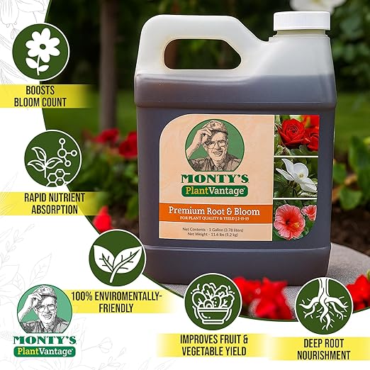 PlantVantage Root & Bloom Fertilizer - Concentrated Liquid Fertilizer for Strong Roots and Big Blooms - Bloom Plant Food for Trees, Shrubs, Flowers and Vegetables - Ideal Soil and Foliar Spray - 1 Gal