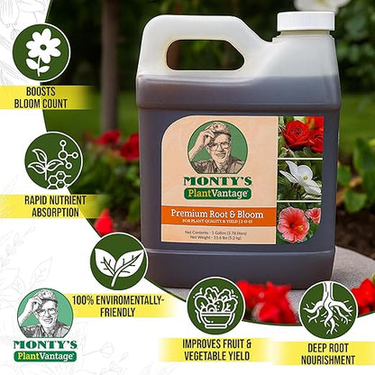 PlantVantage Root & Bloom Fertilizer - Concentrated Liquid Fertilizer for Strong Roots and Big Blooms - Bloom Plant Food for Trees, Shrubs, Flowers and Vegetables - Ideal Soil and Foliar Spray - 1 Gal
