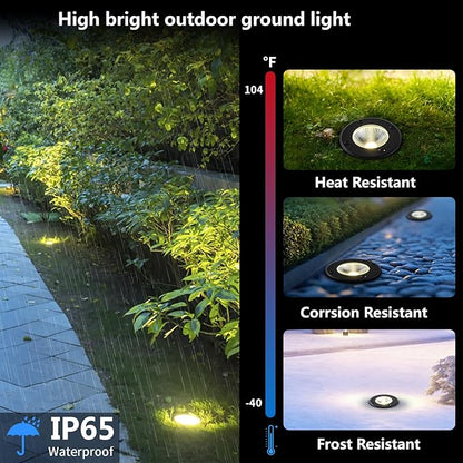 In Ground Lights Outdoor Lighting,IP65 Waterproof Well Light 120V 110V,7W 700lm,3CCT Selectable LED Landscape Lighting Wired for Garden Yard,Pathway,Driveway,Deck,Pack of 8
