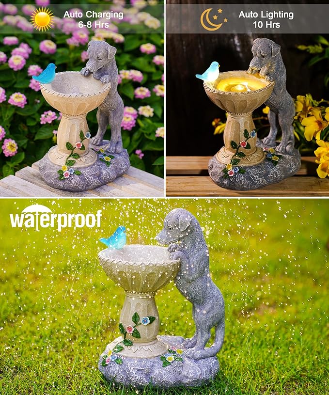 Nacome Solar Dog Garden Decor: Outdoor Statues Ornaments for Outside Decorations Yard Art Lawn Porch Patio Balcony - Birthday Choice for Mom Grandma Women Lover