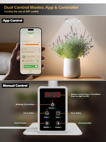 Grow Light with Stand, LED Plant Light for Indoor Plants, Full Spectrum Grow Lamp, Adjustable Height (White, 12W)