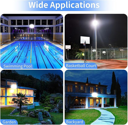 120W LED Flood Light Outdoor with Plug, 14400Lm Super Brighter Security Lights with 5ft Wire, IP66 Waterproof LED Work Light, 5000K Daylight White Exterior Floodlights for Yard Garage Stadium(2 Pack)