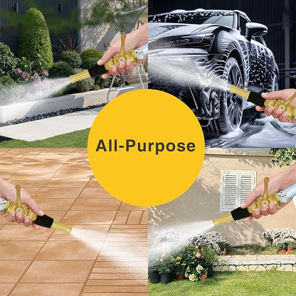 Brass Hose Nozzle Cyprium 4" Heavy Duty Water Hose Nozzle with Rubber Grip High Pressure Brass Nozzle for Garden Hose Cleaning Car Watering Flowers Cleaning Ground 2 PCs