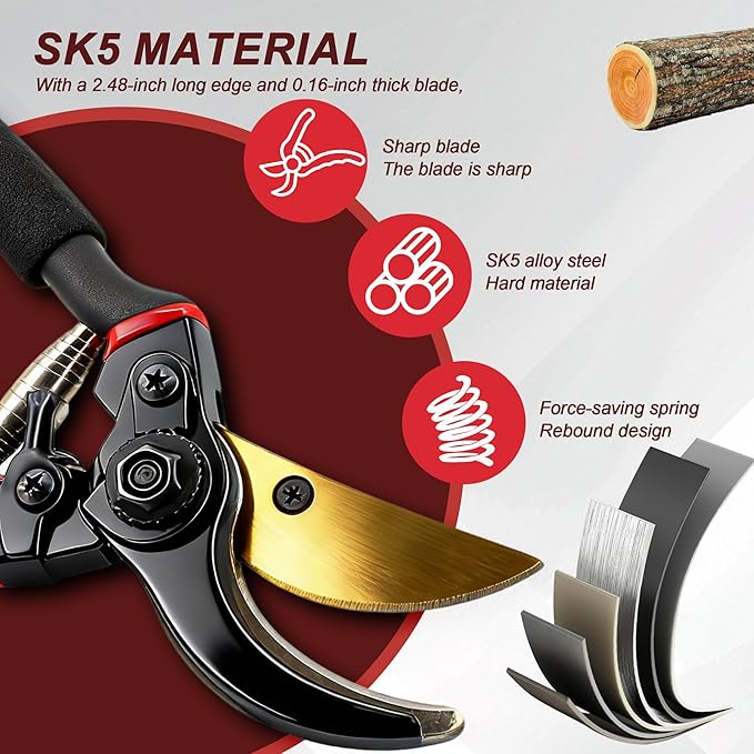 Advanced Bypass Trimming Scissors - Professional Gardening Scissors, 1.57-inch Trimming Diameter Anti rust Stainless Steel Blades, Plant, Flower, Bush Manual Trimmer, 1-piece Set