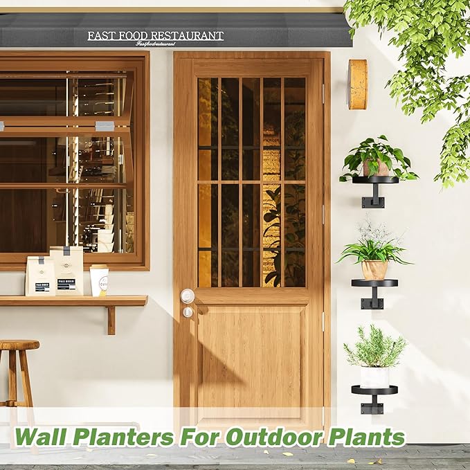 Gezen 3 Pack Wall Plant Holder, Plant Frames Wall Decor, Float Metal Rack for Indoor Plants, Round Display Shelves Hanging Planter for Outdoor