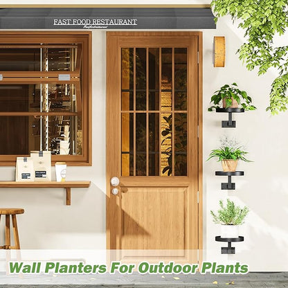 Gezen 3 Pack Wall Plant Holder, Plant Frames Wall Decor, Float Metal Rack for Indoor Plants, Round Display Shelves Hanging Planter for Outdoor