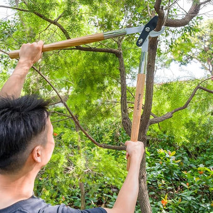 Berry&Bird 28" Garden Loppers for Tree Trimming, Heavy Duty Bypass Loppers with Compound Action, Branch Cutter up to 1.75" Diameter Cut Capacity, Hand Loppers with Carbon Steel Blade, Ashwood Handle
