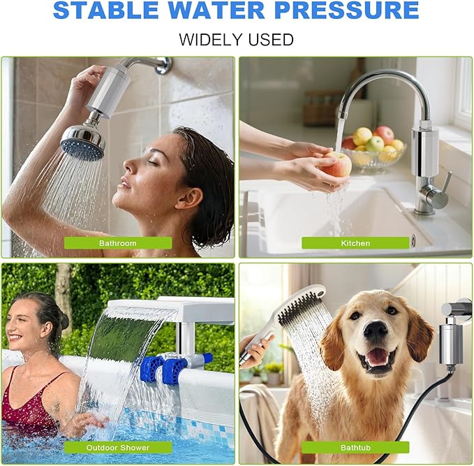 Shower Filter Replacement Cartridge, KDF 55 Hard Water Purifier Reduces Chlorine, Heavy Metals, added Vitamin C E&A Water Softener with High Output