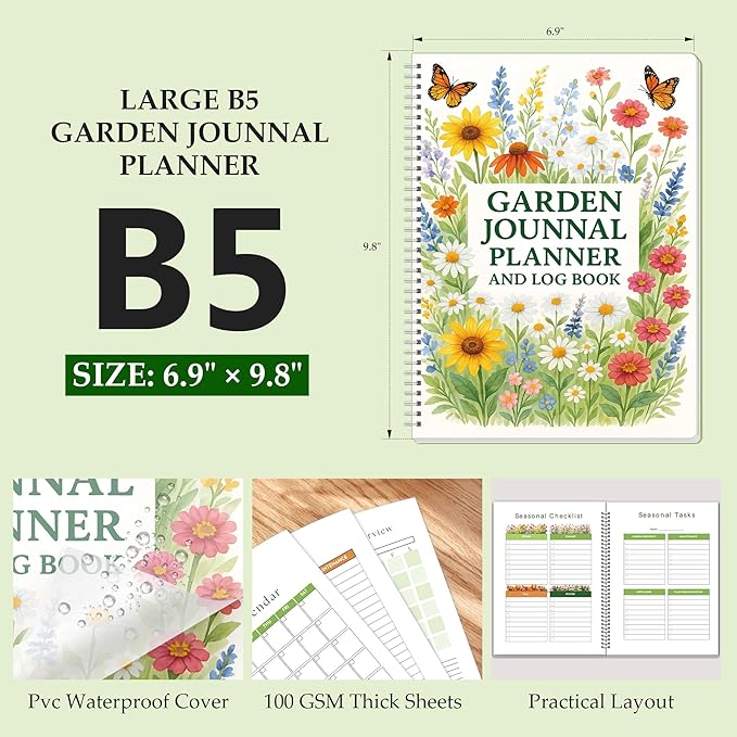Garden Planner – Garden Journal Planner and Log Book with Monthly & Weekly Checklists, Gardening Journal for Plant Care, Budget, and Harvest Tracking