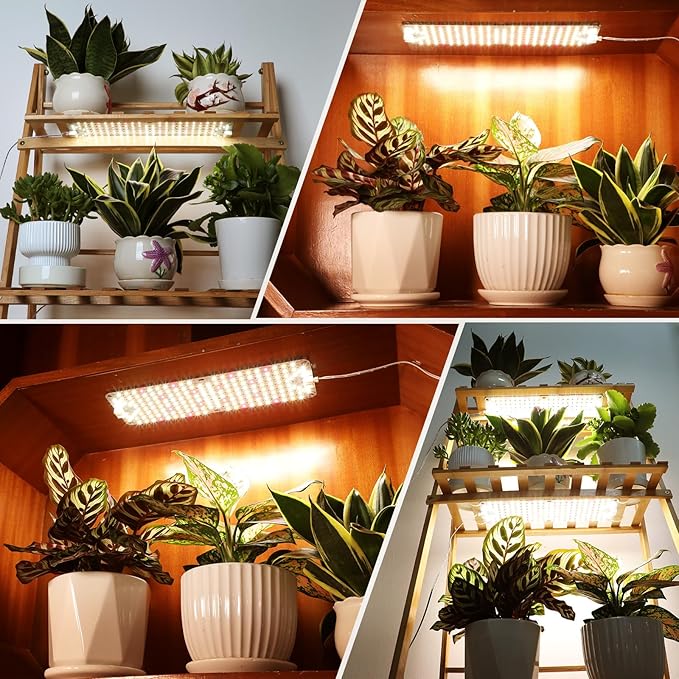 8-Pack Panel Grow Lights for Indoor Plants, FECiDA 2026 LED Plant Grow Light for Under Cabinet Plants, Full Spectrum Growing Lamp with 4,8,12,16,20 Hr Timer, Free Linking