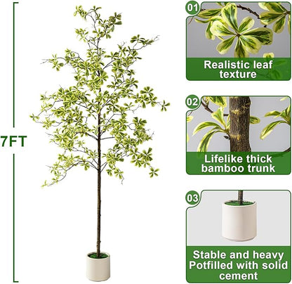 7FT Artificial Black Olive Tree Artificial Olive Plants, Tall Faux Olive Tree Faux Silk Plant Fake Plant Ultra-Realistic Silk Leaves & Natural Trunk Indoor Outdoor Use