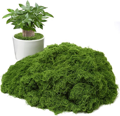 Artificial Green Moss for Potted Plants, 24.7 oz Fake Moss Decor for Indoor Plants, Glass Containers, Wedding, Gardens, DIY Crafts (Dark Green)