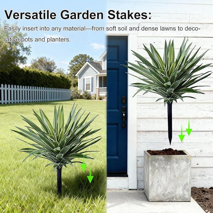 Artificial Agave Plant Fake Agave Planters for Indoor Outdoor Faux Agave Plants Real Touch Realistic Greenery for Home Living Room Office Bathroom Garden Front Porch Patio Decor (16inch-2 Pcs White)