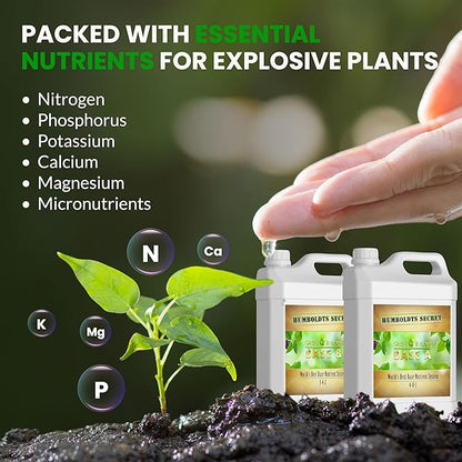 Humboldts Secret Base A & B Liquid Hydroponic Fertilizer | Complete Hydroponic Nutrients for Indoor and Outdoor Plants | Supports Healthy Vegetative Growth and Flowering Stage | 1 Gallon
