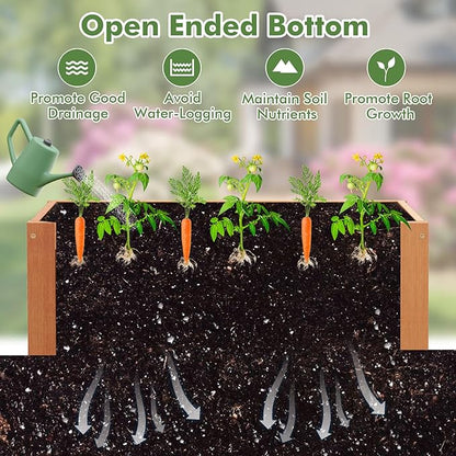 2 Pack Outdoor Planter Benches, 45 Gallon Outdoor Bench Wooden Raised Garden Bed with Planter Box, 2-in-1 Wood Planter Bench Deck Plant Box for Porch, Patio, Garden & Backyard