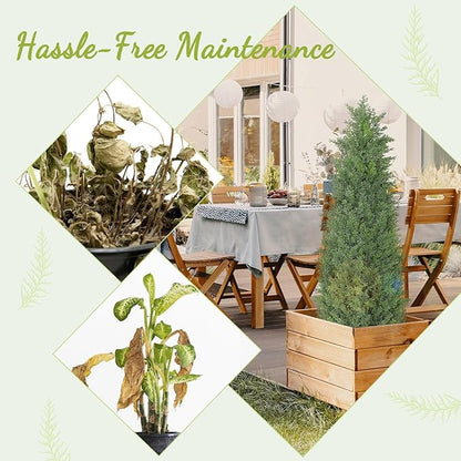 Artificial Cedar Topiary 3 FT Faux Cedar Trees for Outdoor Planters Evergreen Plant, 36 inch UV Rated and Lush Fake Cypress Tree Shrubs for Gateway Front Door Porch Patio Garden, Set of 2