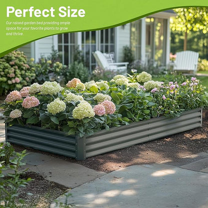 2PCS 8x4x1FT Galvanized Raised Garden Bed Kit,Vegetable Boxes-Rectangle Metal Flower Box,Large Planter Raised Beds Outdoor Garden for Planting,Fruit,Herb-Grey