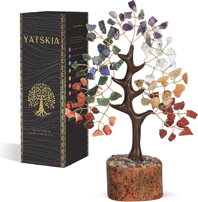 Seven Chakra Tree - Crystal Tree of Life - House Warming Gifts New Home - Chakra Stones - Gemstones and Crystals - Crystal Decor - Chakra Decor - Crystal Gifts for Women - Gemstone Tree