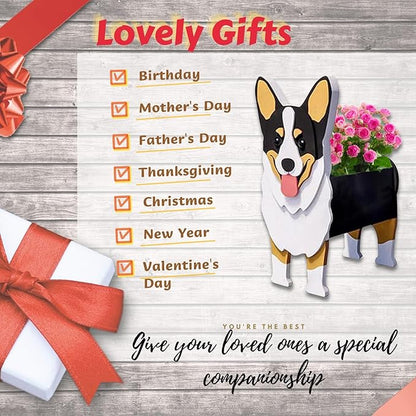 Concepts Welsh Corgi Dog Planter Plant Pots,Cute Dog Flower Planter,Gifts for Pet Lovers,Unique Animal Plant Pots,Office,Indoor Outdoor Garden Decor(9.45 * 5.51 * 13.35in)
