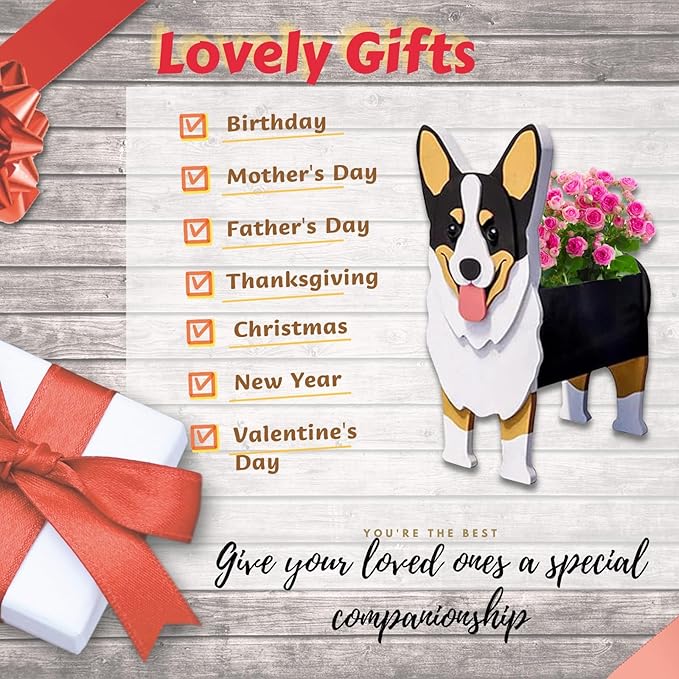 Concepts Welsh Corgi Dog Planter Plant Pots,Cute Large Dog Flower Planter,Gifts for Pet Lovers,Unique Animal Plant Pots,Office,Indoor Outdoor Garden Decor(9.84 * 6.77 * 17in)