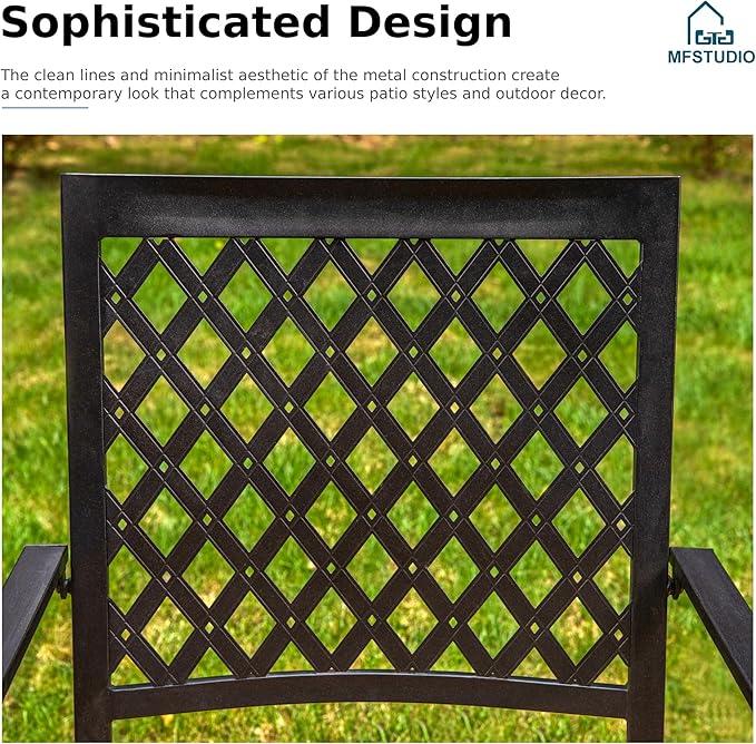 MFSTUDIO Round Patio Dining Set for 6, All Weather Resistant Outdoor Round Table and Chairs Set for Deck, Backyard, Lawn, Garden
