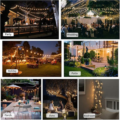 DAMAING Outdoor String Lights LED 50Feet G40 Globe Patio Lights with 27 Edison Plastic LED Bulbs,2700K Warm Glow Weatherproof for Indoor Outdoor Backyard Bistro Lighting