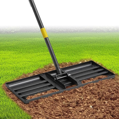 Lawn Leveling Rake 30"x10" for Lawn Care - 60in Extendable Stainless Steel Handle with Ergonomic Grip | Professional Grass Leveling Tool for Golf Courses, Soccer Fields, Backyard Turf Maintenance